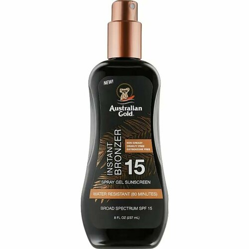 AUSTRALIAN GOLD Солнцезащитный спрей-гель для тела SPF 15 Spray Gel With Bronzer australian gold instant bronzer spray gel sunscreen spf15 travel size 100мл солнцезащитный спрей гель