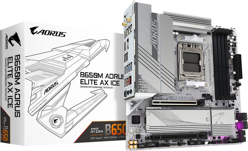 Материнская плата GIGABYTE B650M AORUS ELITE AX ICE