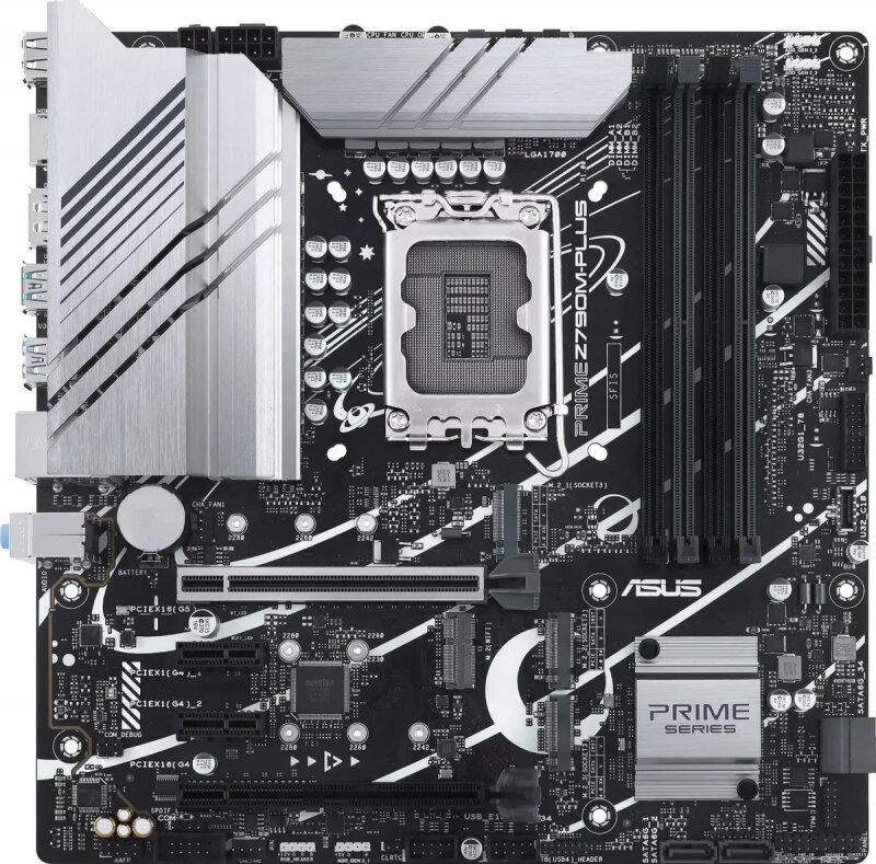 ASUS Материнская плата Socket1700 ASUS PRIME Z790M-PLUS (iZ790, 4xDDR5, M.2, SATA III, RAID, 2xPCI-E, HDMI, DP, 1Гбит LAN, USB3.2, Type-C, mATX) (ret)
