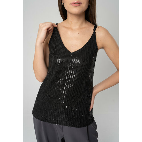 фото Майка oxy land майка пайетки с двух сторон, размер l, черный