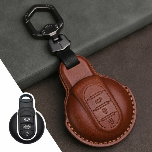 cartoon car styling leather key case cover for bmw mini cooper jcw f54 f55 f56 f57 f60 clubman countryman car key accessories Чехол Кожаный для автоключа Mini