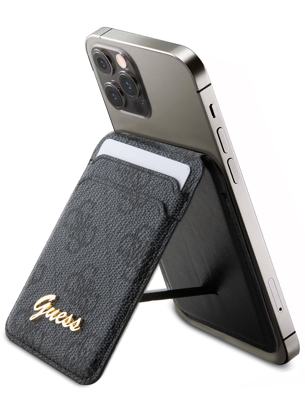 Guess магн. бумажник Wallet Cardslot MagSafe PU 4G Script metal logo Black