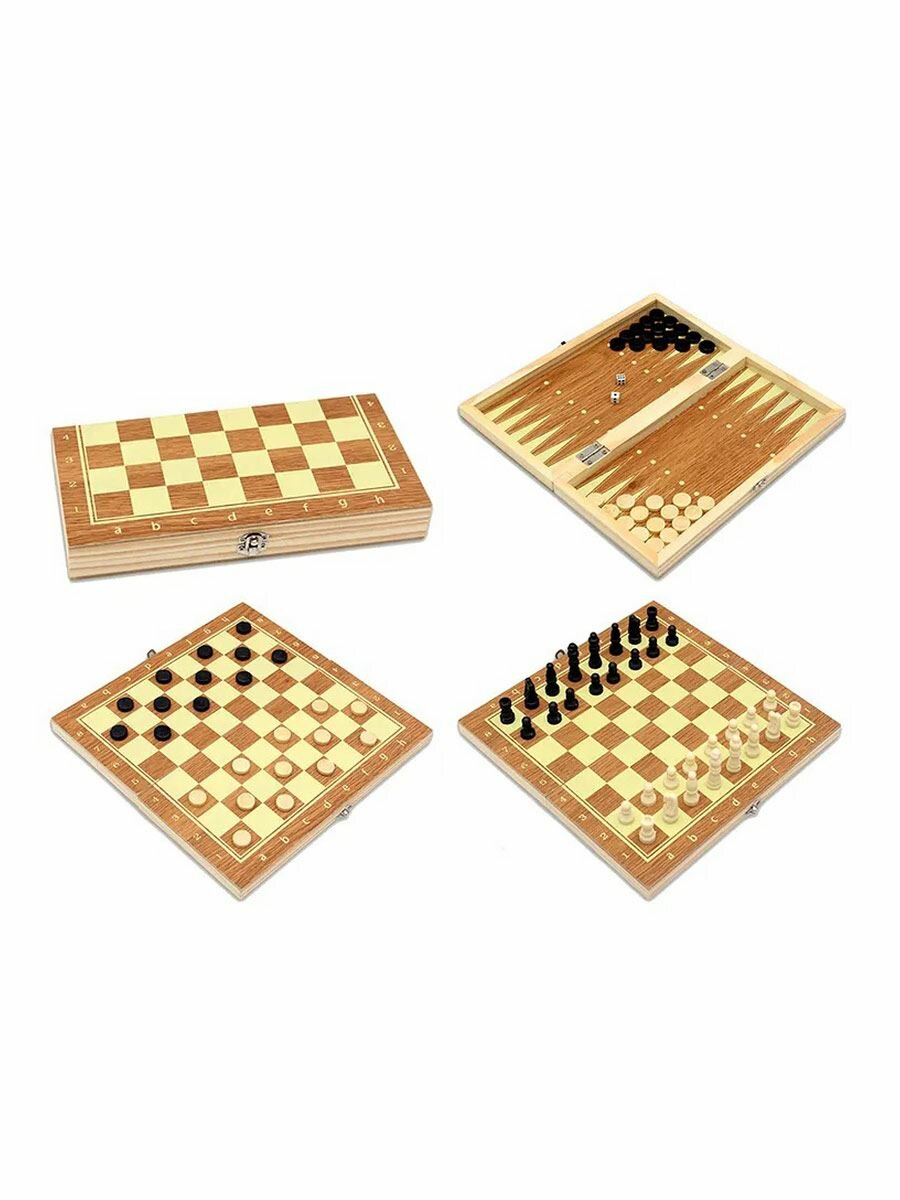 Настольная игра 3 в 1 (шахматы, шашки, нарды), W7702A — фото 1