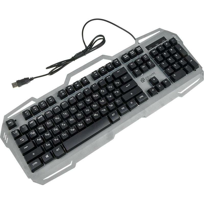 Клавиатура OKLICK , USB, серый + черный - фото №12