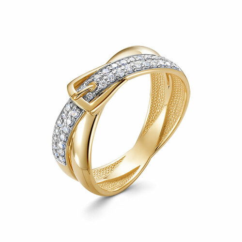 Кольцо Белый Бриллиант, желтое золото, 585 проба, родирование, бриллиант, размер 16, желтый