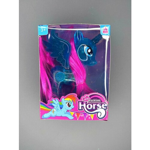 Музыкальная светящаяся фигурка Little pony маленькая пони синяя, в коробочке