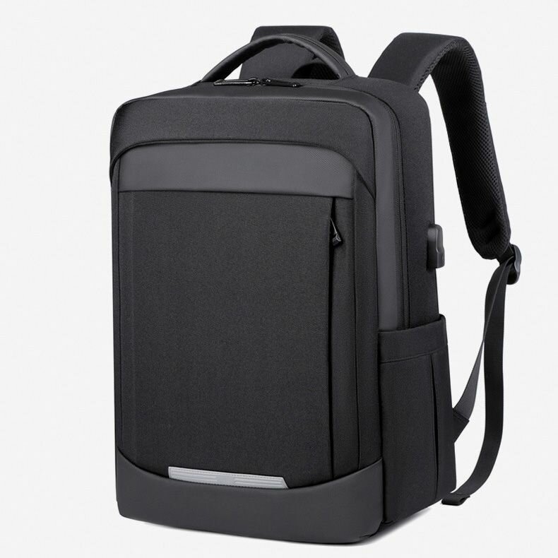 Рюкзак мужской городской дорожный 20-35 л для ноутбука 15.6" или 16" и планшета  непромокаемый с USB зарядкой взрослый подростковый цвет черный
