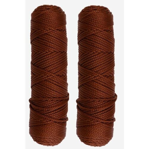 Osttex Шнур для вязания б/серд 100% полиэфир, ширина 3мм 100м/210гр, (146 коричневый) 2шт