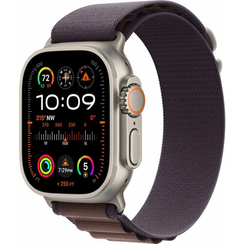 умные часы apple watch series 8 gps cellular 45 мм алюминий starlight starlight Умные часы Apple Watch Ultra 2 49 мм Titanium Case GPS + Cellular, Indigo Alpine Loop размер M