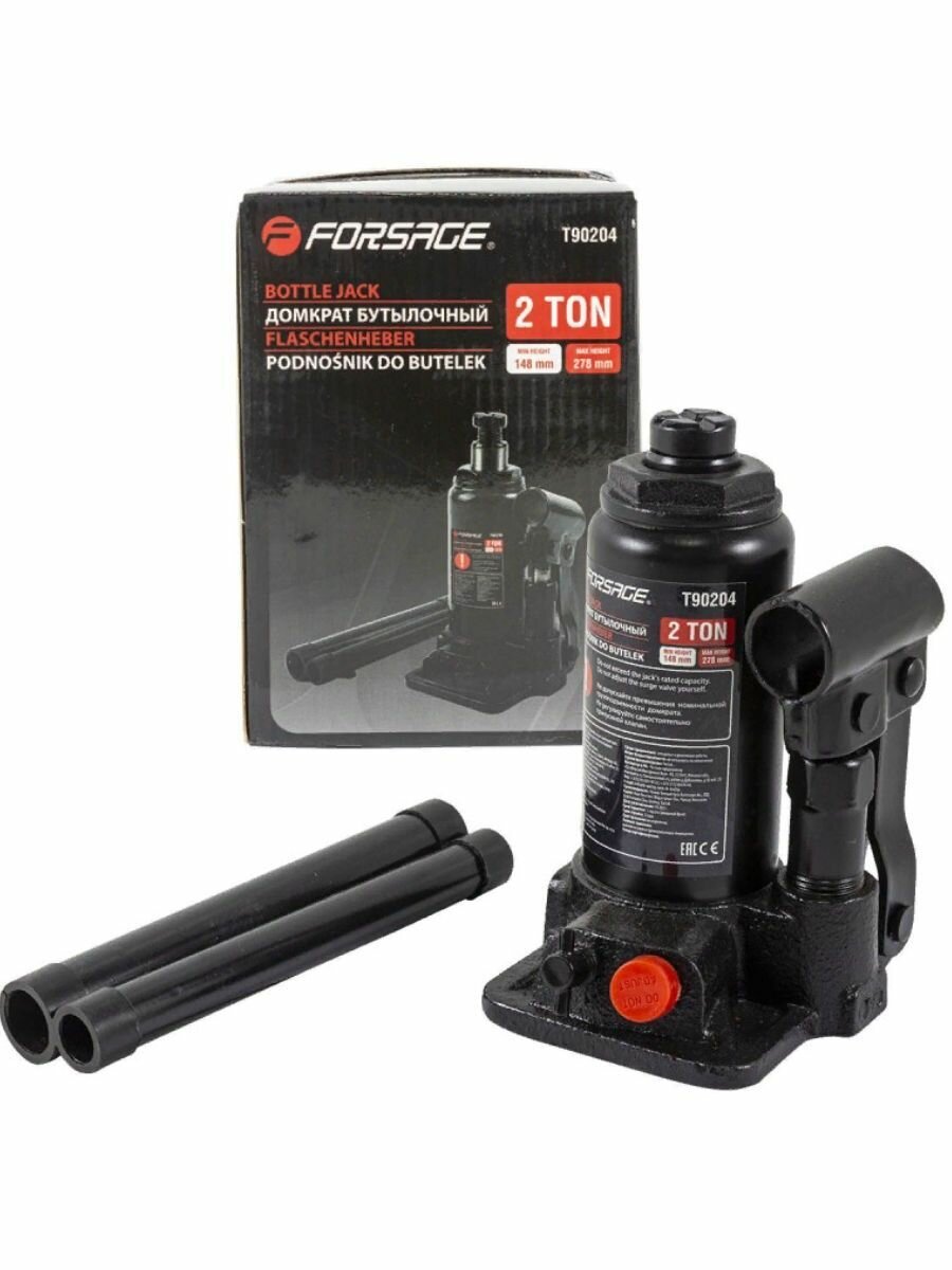 Домкрат бутылочный 2т с клапаном (h min-148мм, h max-278мм) Forsage F-T90204(DS)