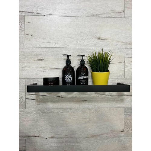 Полка для ванной комнаты стеклянная, черная