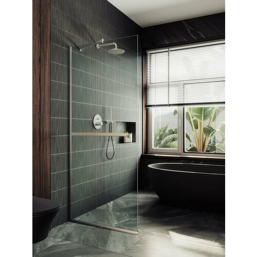 Maybah Glass Душевая перегородка в узком профиле 1950*890 Стекло 8 мм Бесцветное +Полотенцедержатель MGD-732-5у Maybah Glass