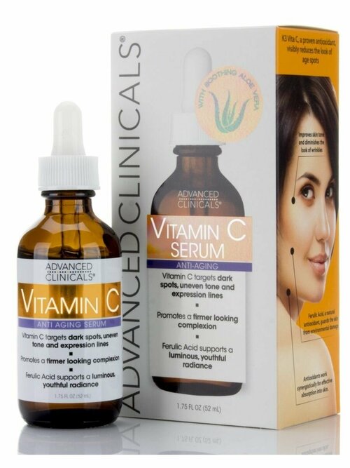 Сыворотки Advanced Clinicals, сыворотка с витамином С, для осветления кожи и сужения пор, 52 мл