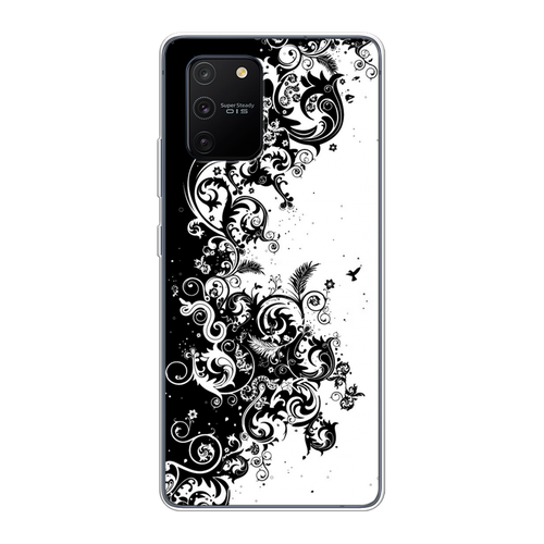 Силиконовый чехол на Samsung Galaxy S10 Lite/A91 / Самсунг S10 Lite/Самсунг A91 Черно белый узор матовый силиконовый чехол на samsung galaxy a91 самсунг a91 папоротник фон 2 черный