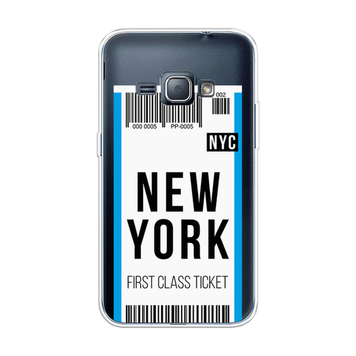 Силиконовый чехол на Samsung Galaxy J1 2016 / Самсунг Галакси J1 2016 Билет в Нью-Йорк, прозрачный силиконовый чехол на samsung galaxy j1 2016 самсунг галакси j1 2016 неприемлемый контент прозрачный