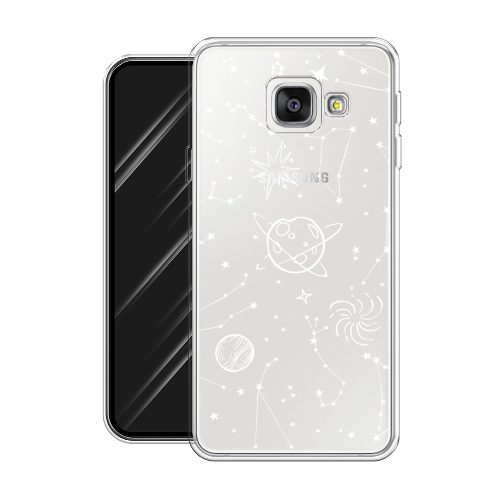 Силиконовый чехол на Samsung Galaxy A3 2016 / Самсунг Галакси A3 2016 "Планеты в космосе", прозрачный