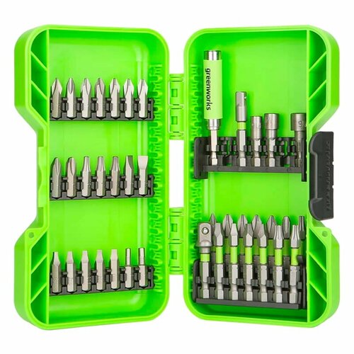 Набор бит торцевых головок и адаптеров в кейсе Greenworks 40шт 2944207 1990₽