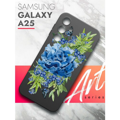 Чехол на Samsung Galaxy A25 (Самсунг Галакси А25) черный матовый силиконовый с защитой (бортиком) вокруг камер, Brozo (принт) Синий Колокольчик чехол на samsung galaxy a25 самсунг галакси а25 черный матовый силиконовый с защитой бортиком вокруг камер brozo принт аниматроник паттерн