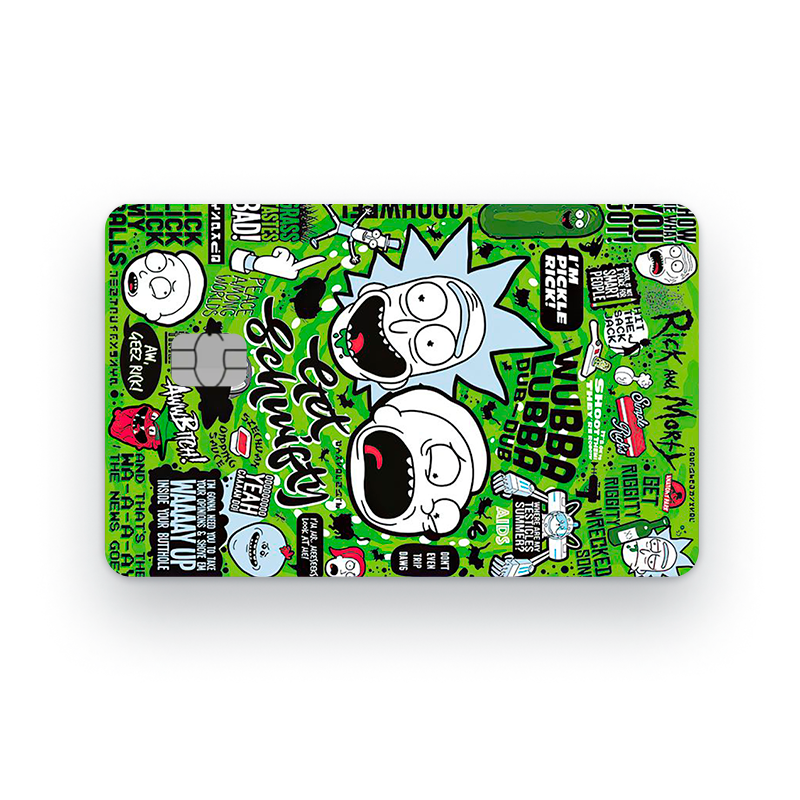Наклейка на банковскую карту, стикер на карту, маленький чип, мемы, приколы, комиксы, стильная наклейка Рик и Морти №12