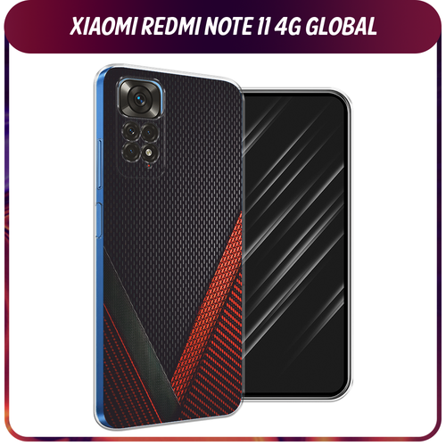 силиконовый чехол на xiaomi redmi note 11 4g global redmi note 11s редми ноут 11 global 11s ночные киты Силиконовый чехол на Xiaomi Redmi Note 11 4G Global/Redmi Note 11S / Редми Ноут 11 Global/11S Красный карбон