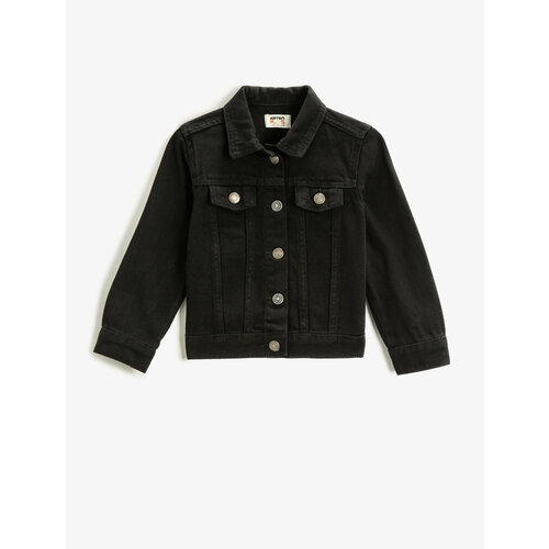 Джинсовая куртка KOTON, размер 5-6 лет, черный джинсовая куртка koton размер 5 6 черный