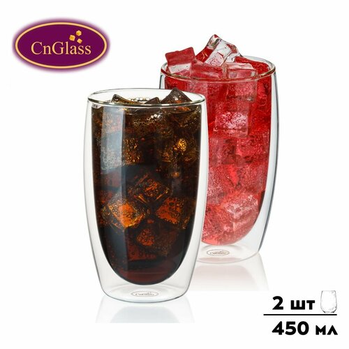 Набор стаканов CnGlass с двойными стенками для латте и чая 450 мл 2 шт. B19-2