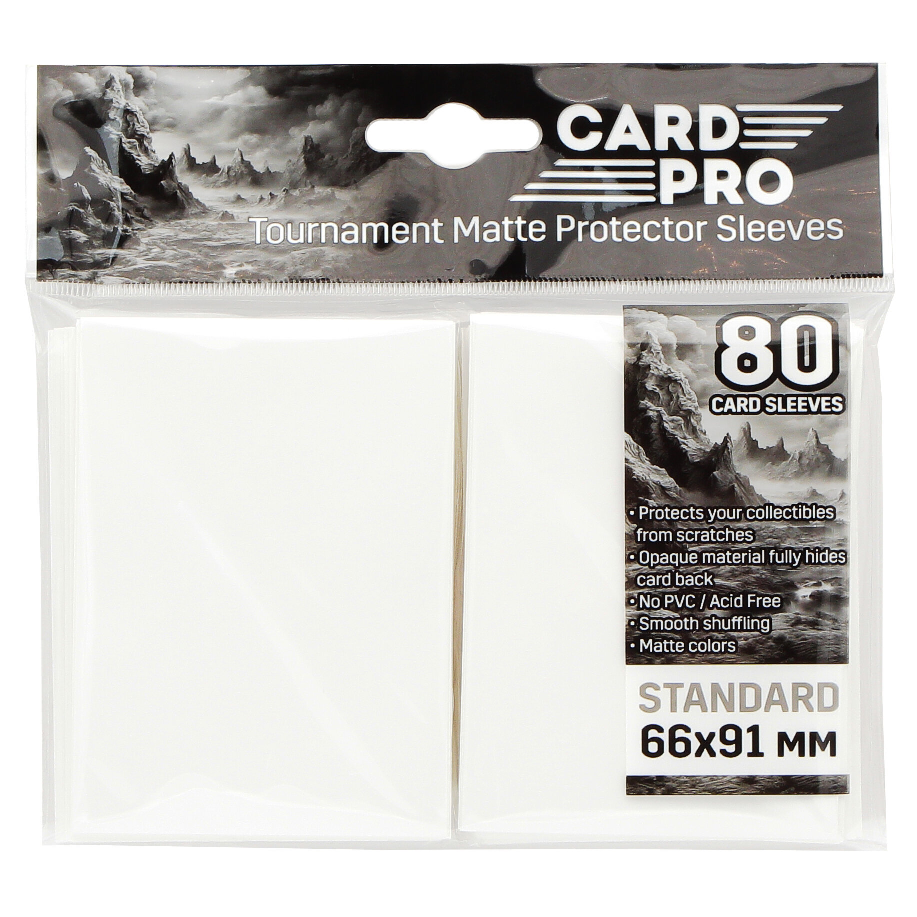 Протекторы Card-Pro Белые 66x91 мм, 80 шт. для карт MTG, Pokemon