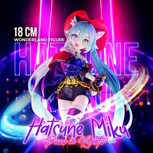 Аниме фигурка Hatsune Miku Wonderland Puss in Boots 18 см