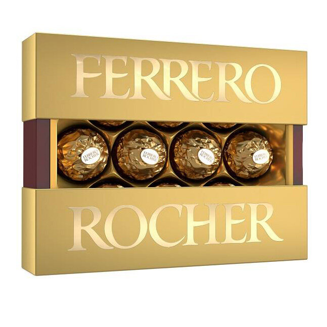 Конфеты в коробке FERRERO ROCHER (Ферреро Роше) из молочного шоколада, с начинкой из крема и лесного ореха 125г