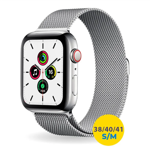 Ремешок миланская петля для Apple Watch 38-40-41 mm, Series 1-8, / Металлический браслет для смарт часов Эпл Вотч, Серебристый