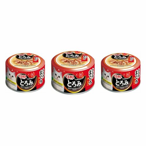 INABA Ciao Toromi консервы для кошек куриное филе и тунец магуро с добавлением сурими в бульоне,80 г,3шт