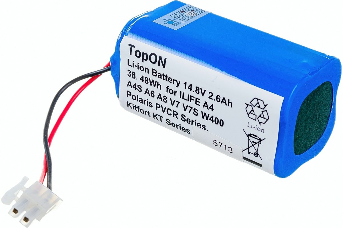 Аккумулятор TopOn для робота-пылесоса Chuwi iLife A4, A4S, A6, A8, V7, V7s, W400. 14.8V 2.6Ah (Li-Ion) PN: CS-ECR131VX - фото №8