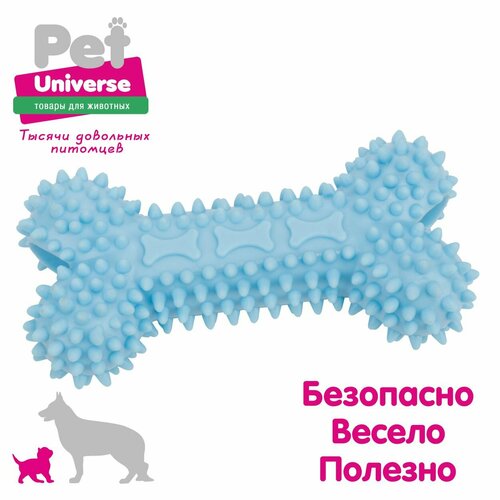 Игрушка для собак Pet Universe косточка с шипами, 14,5х7 см, ТПР, голубой PU3072BE