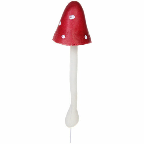 Фигура на спице «гриб - Мухомор» 14 см, бордовый садовая фигура на спице мухомор 5 10см