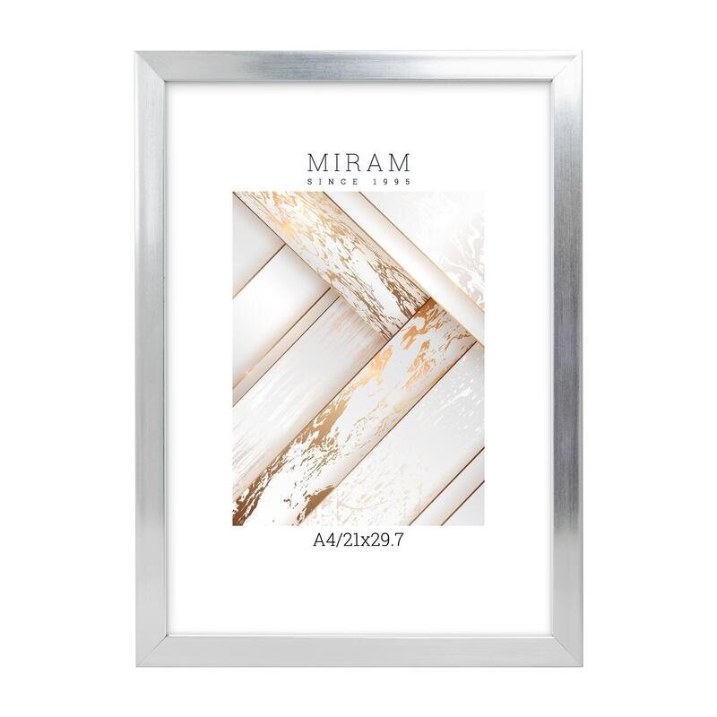 фото Рамка для фотографий Мирам (А4, 210х297мм, пластик 18мм) серебристая, 1шт.