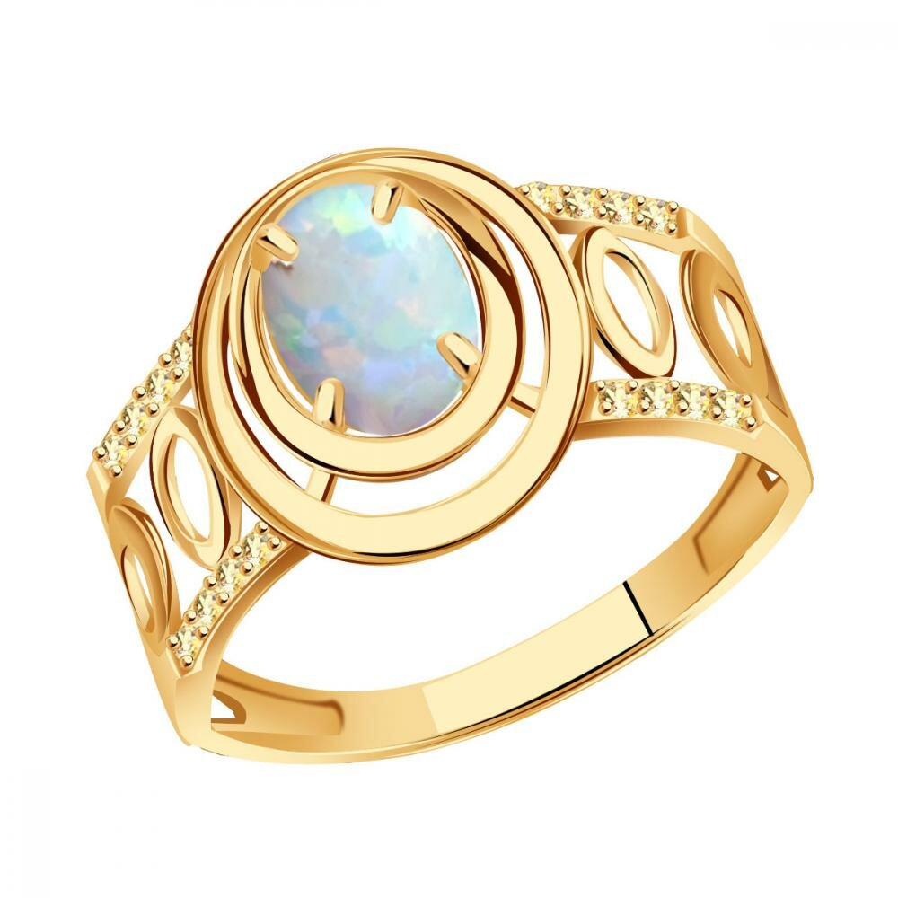 Кольцо Diamant online, золото, 585 проба, опал, фианит