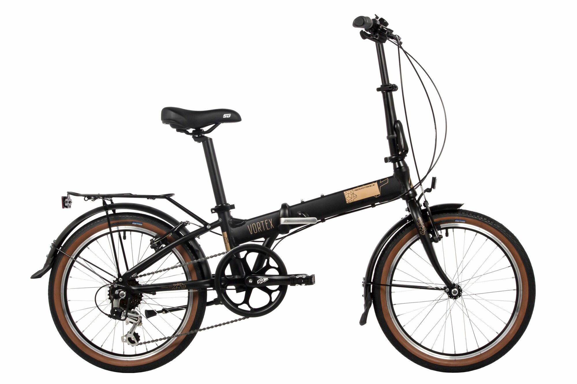Велосипед NOVATRACK 24" VORTEX черный, складной алюм. Shimano 6 speed, стальная вилка, вынос, алюм. руль