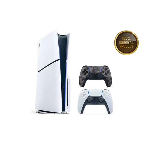 Игровая приставка Sony PlayStation 5 Slim с дисководом 1 ТБ два геймпада белый и камуфляжный 8299000₽