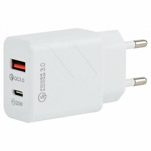 Устройство зарядное сетевое intro cc290 usb type-c быстрая зарядка qc 30 pd 20w белая 830₽