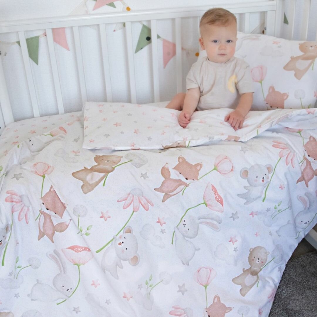 Постельное белье в кроватку для новорожденного "Лесные зверьки" Детский комплект постельного белья для мальчиков