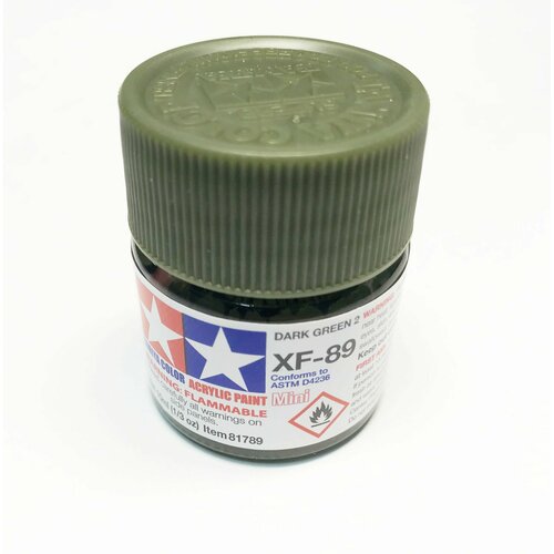 эмаль xf 24 dark grey flat enamel paint 10 ml тёмно cерый матовый tamiya 80324 81789 XF-89 Dark Green 2 ( Темно-зеленая 2 ) акриловая краска объем 10мл.