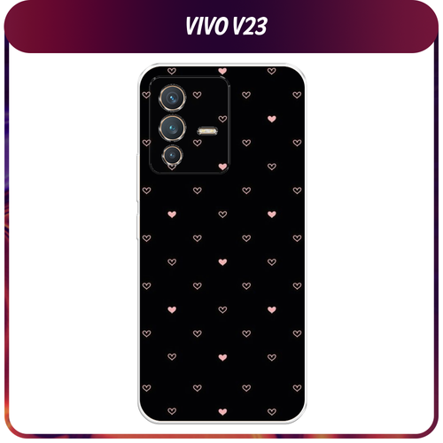 Силиконовый чехол на Vivo V23 / Виво V23 Чехол с сердечками силиконовый чехол на vivo v23 виво v23 бирюзовое небо