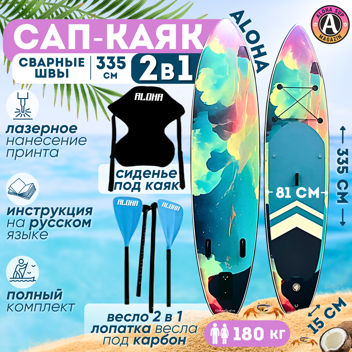 Сап-каяк ALOHA Облака 11' x 32" x 6" (335 х 81 х 15)