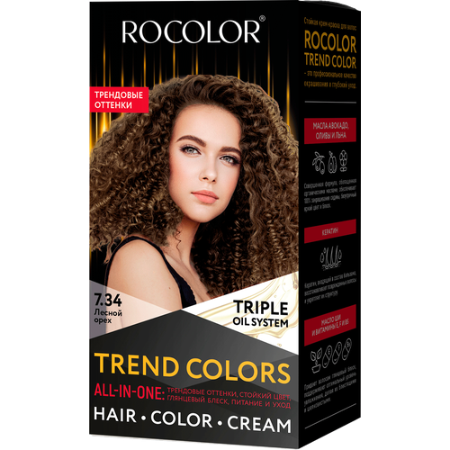 Стойкая крем-краска для волос Rocolor 7.34 Лесной орех 115мл
