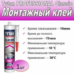 Монтажный клей Tytan PROFESSIONAL Classic Fix каучуковый прозрачный 310мл