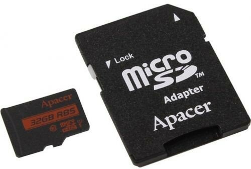 Карта памяти 32Gb MicroSD Apacer + SD адаптер (AP32GMCSH10U5-R)