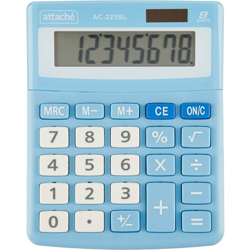 Калькулятор настольный Attache, AС-223BL,8р, двойное питание, голубой