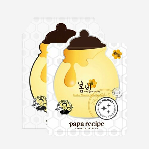 Осветляющая тканевая маска для лица с мёдом и алмазной пудрой Papa Recipe - 2 шт 350₽