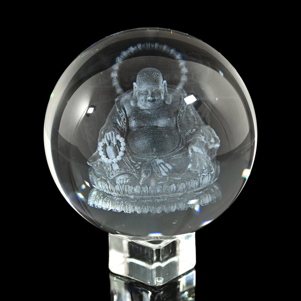 фото Шар стеклянный с 3D гравировкой "Хотей" диаметр 77-78мм РадугаКамня