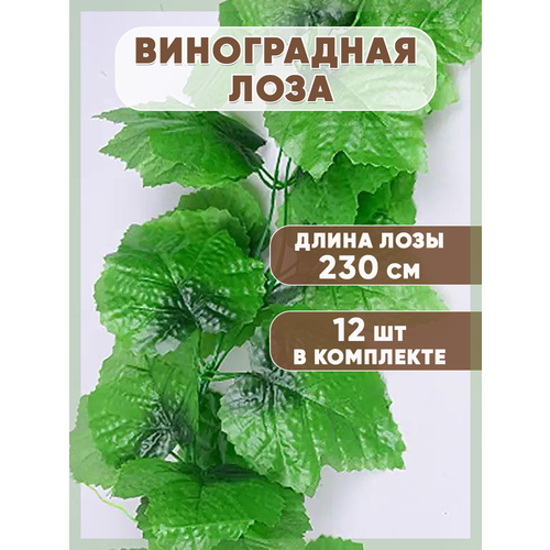 фото Искусственное растение лоза плющ зелень для декора 12 лиан